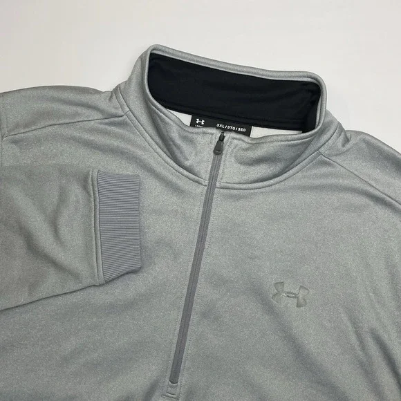Under Armour ColdGear Quarter Zip Men 3XL Gray Loose Long Sleeve Pullover Fleece - Picture 1 of 8